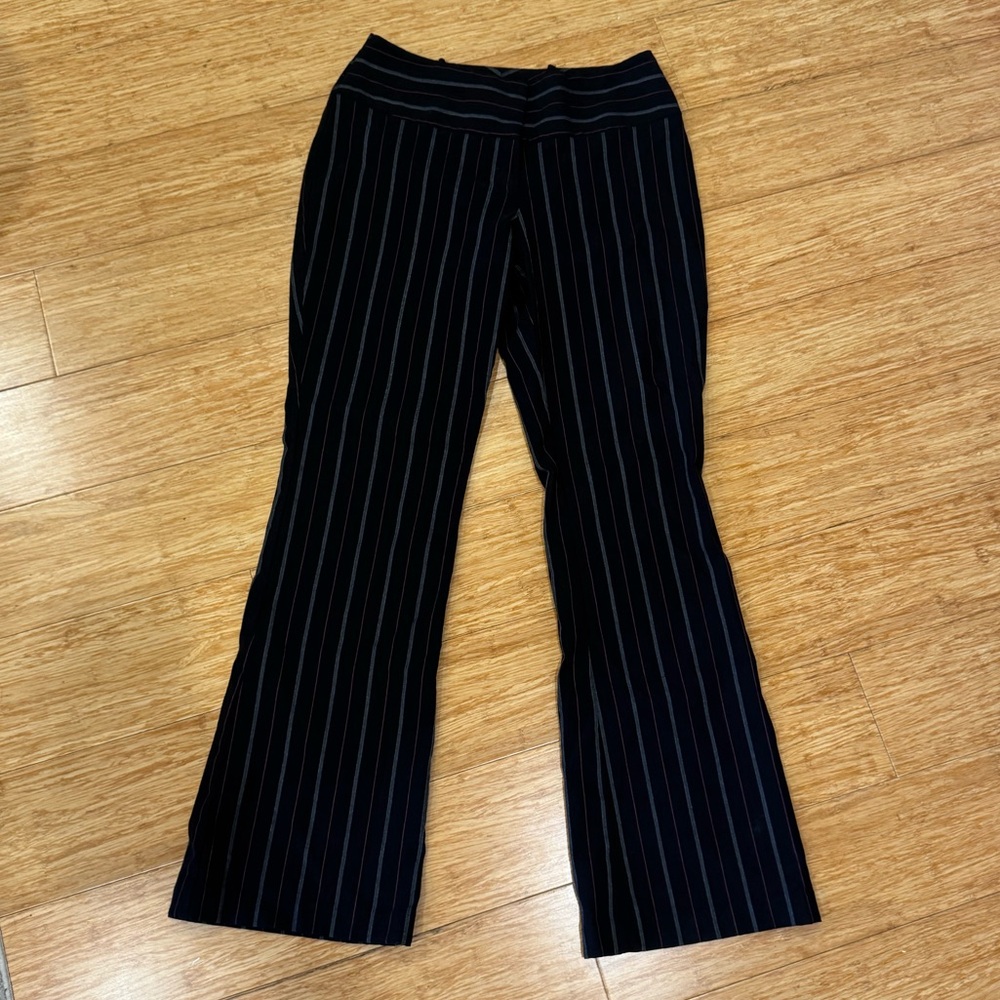 Bisou-Bisou black pinstripe flare slack pants